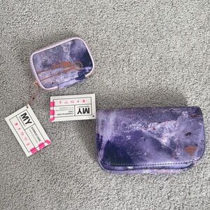 Purple Marble Travel Wallet Set